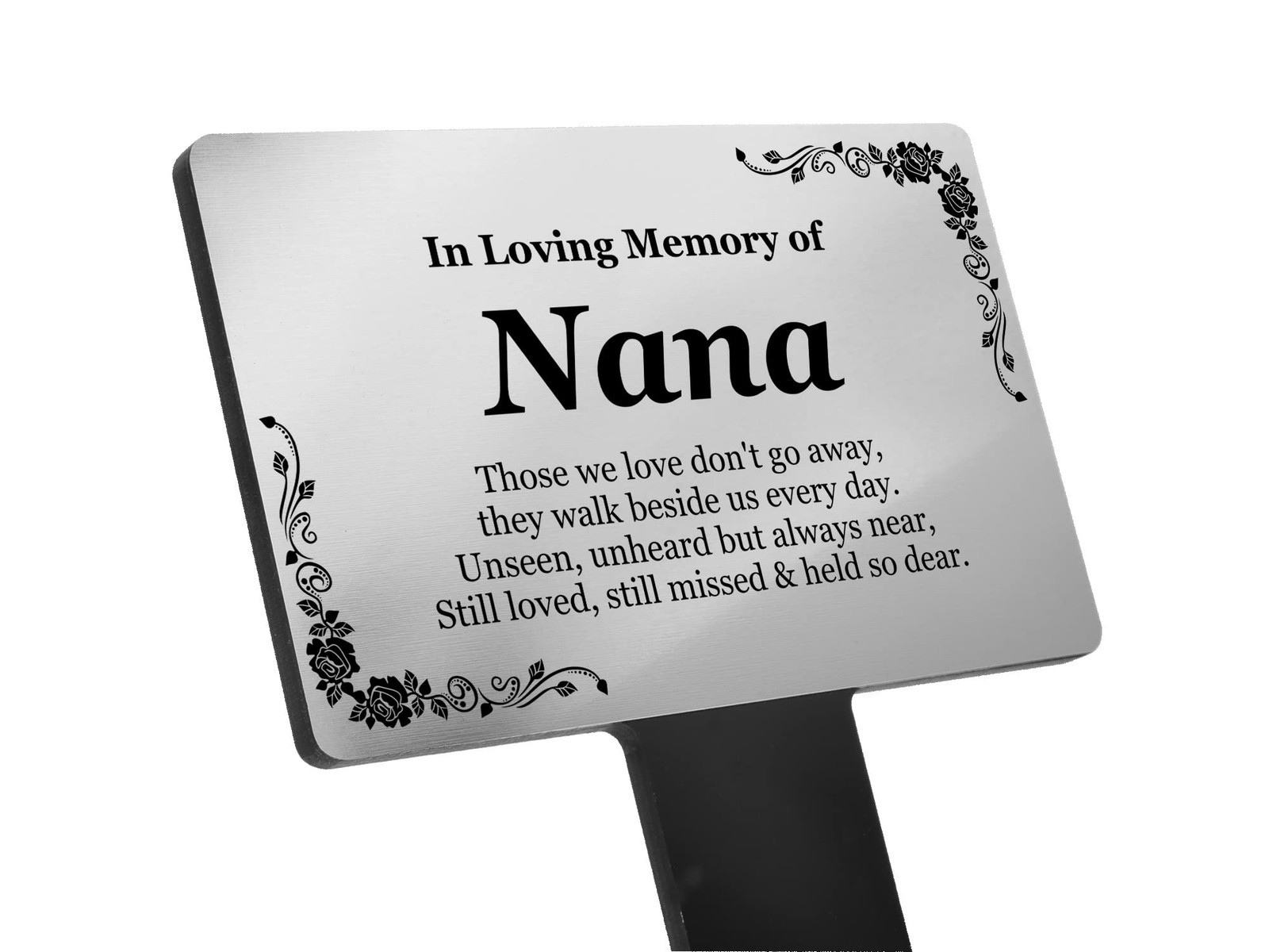 Silver “In Loving Memory Nana” Memorial Plaque – Outdoor Grave Marker Stake