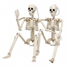 2 Pack 36.5" Halloween Skeleton, Full Body Life Size Posable Skeletons with Mova