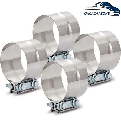 4PCS 5'' Stinless Steel Band Exhaust Clamp 5 inch Step Clamp Lap Style Joint T304
