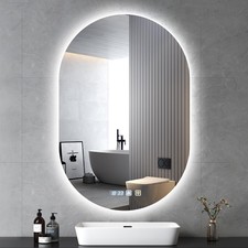 3 Color LED Lighted Bathroom Mirror,Smart Memory Function,Anti-Fog Vanity Mirror