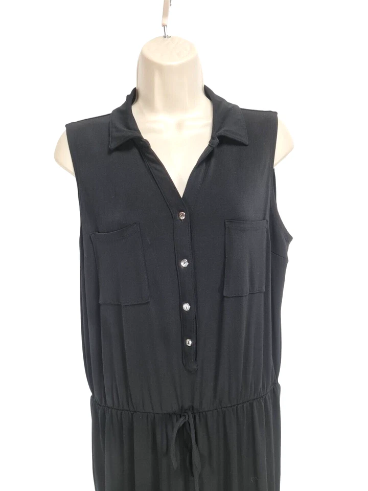 Mono mameluco largo negro talla M Style & Co para mujer 1/4 con botones sin mangas Foto 2 de 4