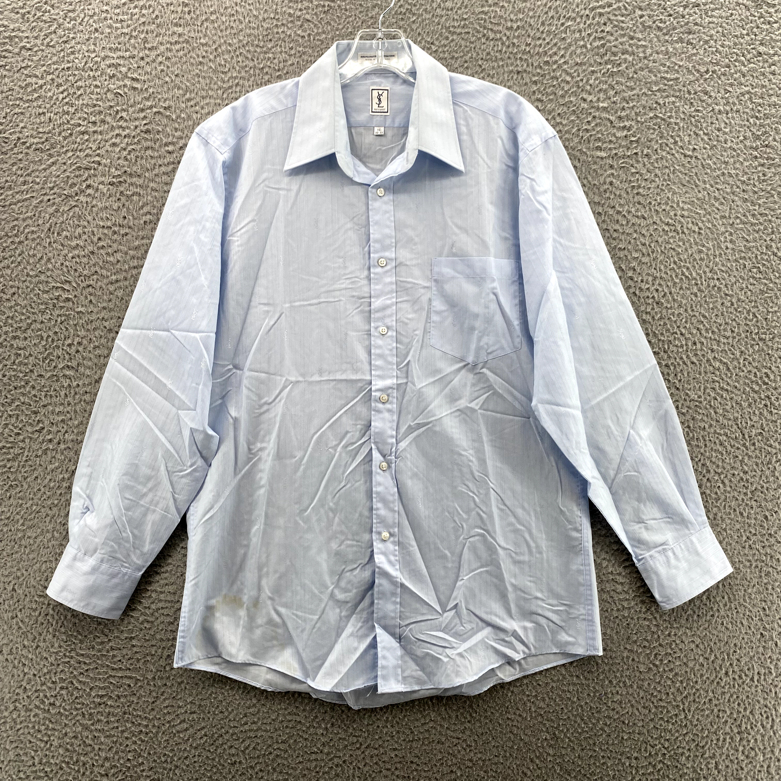 Camicia elegante Yves Saint Laurent uomo 16 (32 33) blu chiaro tessuto misto cotone