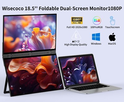 18.5'' Touch Monitor Stacked Monitor Laptop Dual Screen 360° Folding Display HDMI