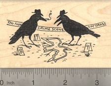 Murder of Crows Rubber Stamp, Crow Crime Scene Detective K22703 WM
