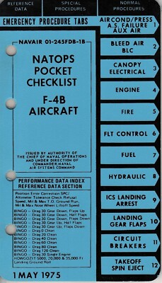 F-4B Phantom II 1980 NATOPSS Pocket Checklist Flight Manual - CD