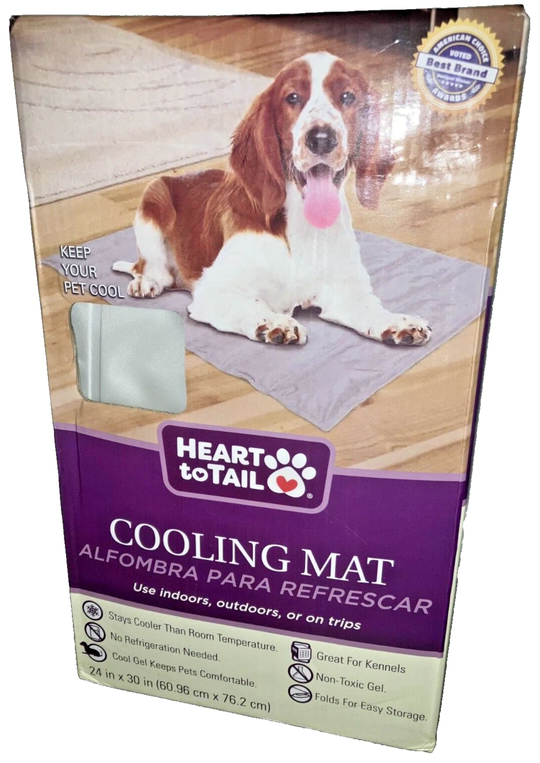 HEARTtoTAIL Foldable Cooling Mat (24x30", Gray Non-Toxic Gel-Based Mat for Pets)