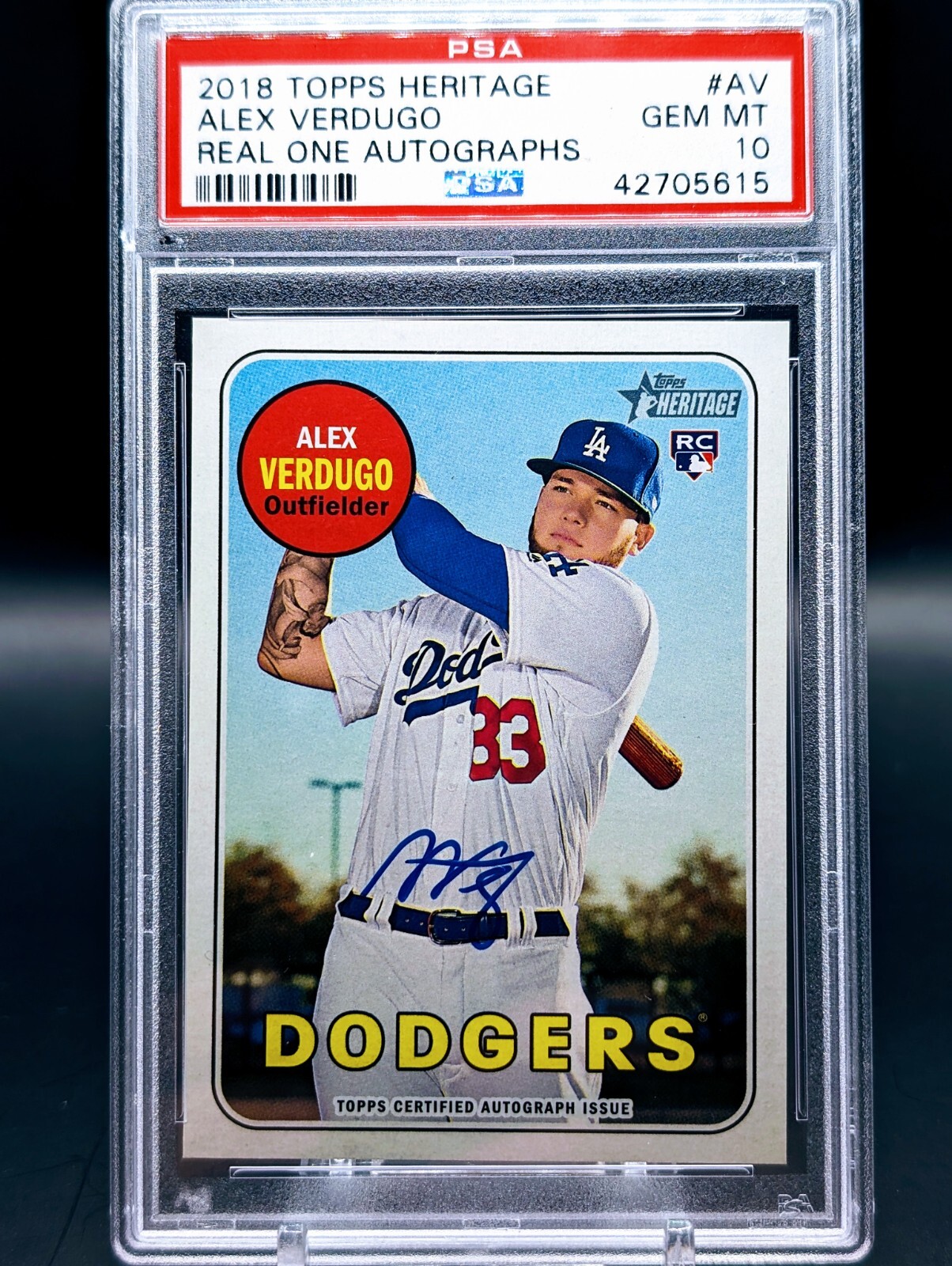 2018 Topps Heritage Real One Autograph Alex Verdugo Rookie RC PSA 10