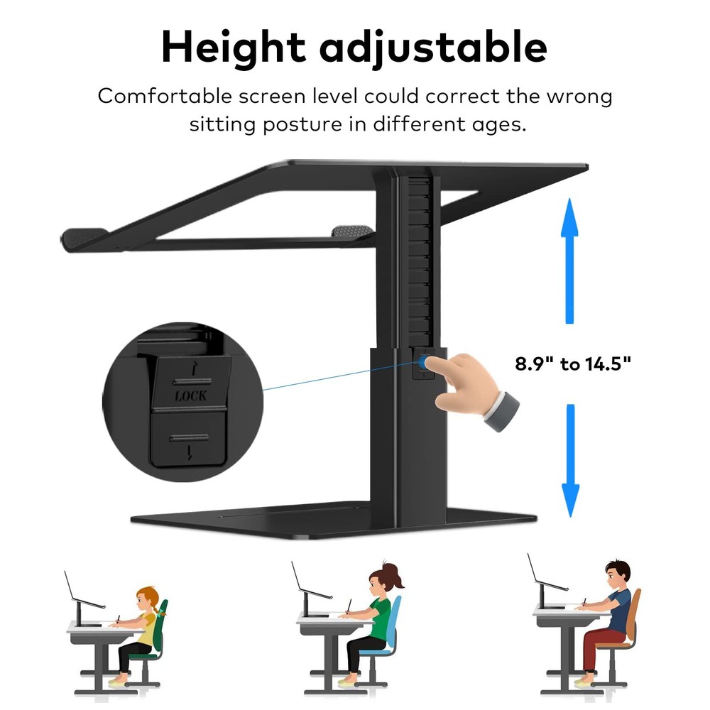 Adjustable Ergonomic Aluminum Laptop Stand for Desk with Height Customization