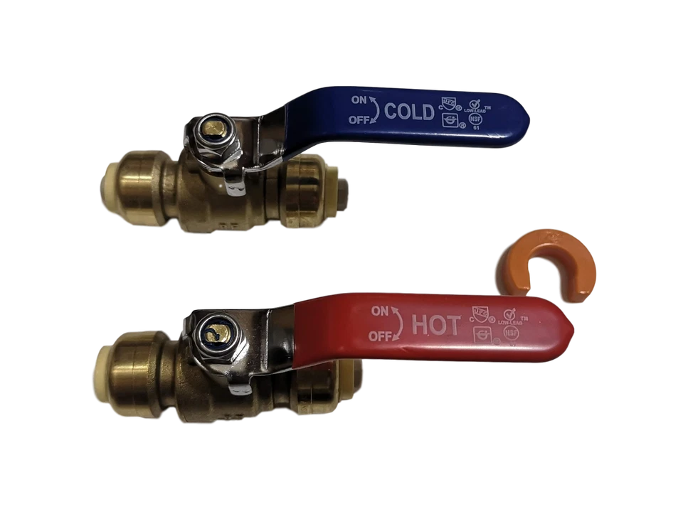 2 Pack XFITTING 1/2" Push Fit Ball Valve Hot and Cold with 1 Removing Clip,