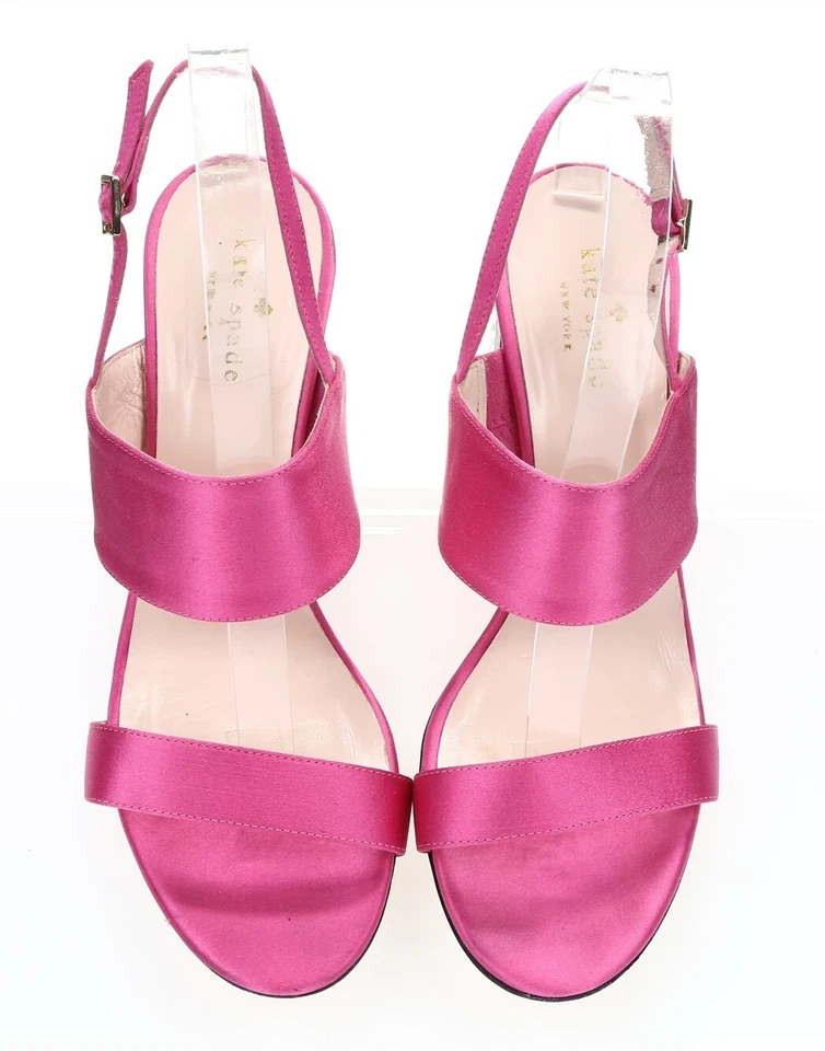 Sandalias de tacón KATE SPADE para mujer de cuero rosa con bloque de cristal talla 9 B ¡NUEVAS! 229282 Foto 3 de 4