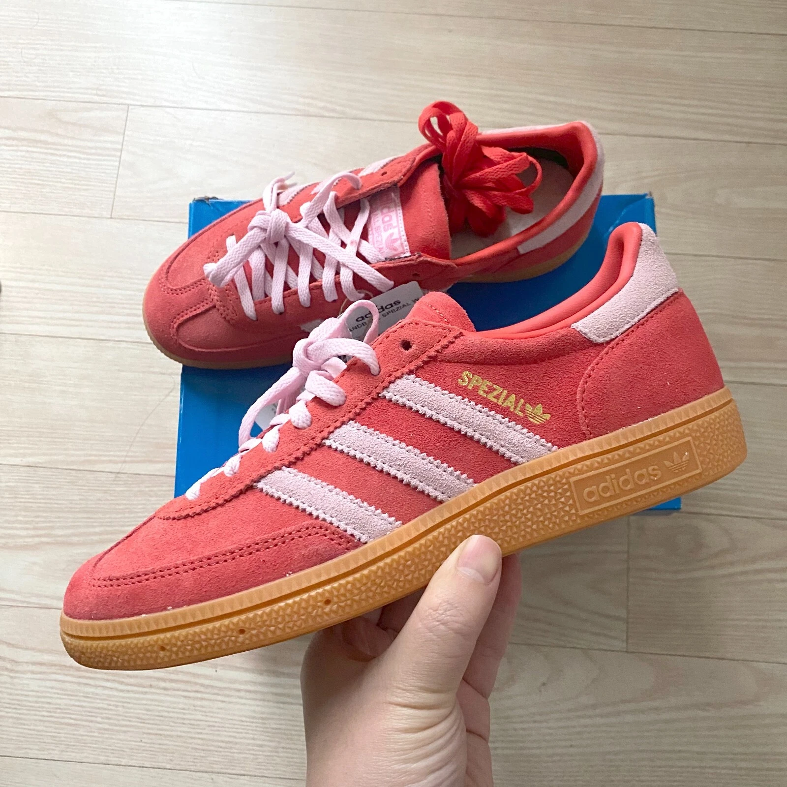 adidas Handball Spezial Bright Red Clear Pink Mens Womens Sneakers IE5894