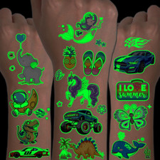 300 Styles Glow in the Dark Tattoos for Kids, 36 Sheets Mixed Styles Luminous