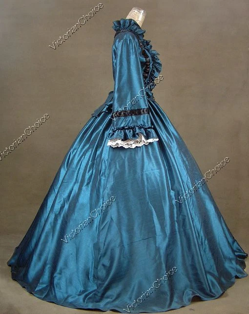 Vestido de baile victoriano de tafetán de la Guerra Civil 2 piezas vestido recreación teatro disfraz 170 Foto 3 de 4