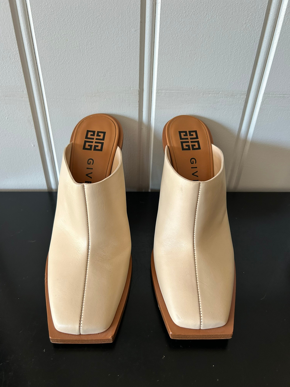 Authentic Givenchy Square Toe Mules Neutral Color… - image 3