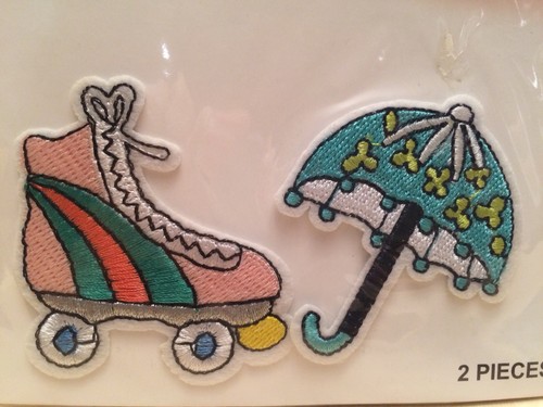 Roller Skate Umbrella Fun Sport Outdoor Fashion Iron-on Patch 2 Set Lot New - 第 7/7 張圖片