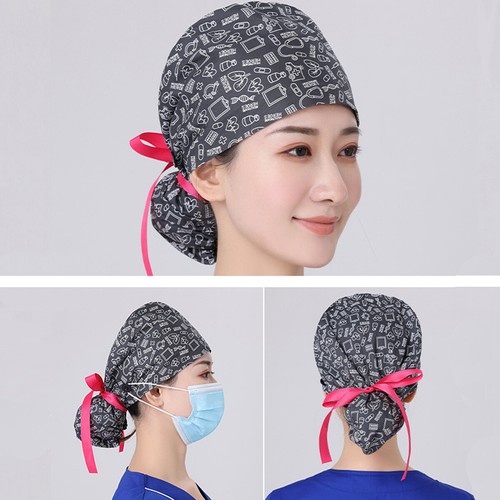 Surgical Scrub Hat Bouffant Cap For Long Hair Women Doctor Nurses Head Cover - Picture 3 of 13
