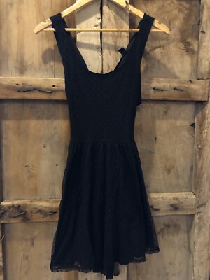 forever 21 black skater dress Forever 21 Black Sweetheart Skater Dress Criss Cross Back SIZE S SMALL