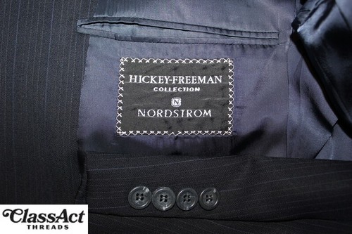 Hickey Freeman Men’s Wool 2 Piece Suit Blue Striped 39R Pleated Fronts 34" Waist - Picture 10 of 10