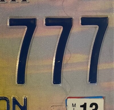 TRIPLE DIGIT 7 777 license plate JIY 777 repeating MS Jackson | eBay