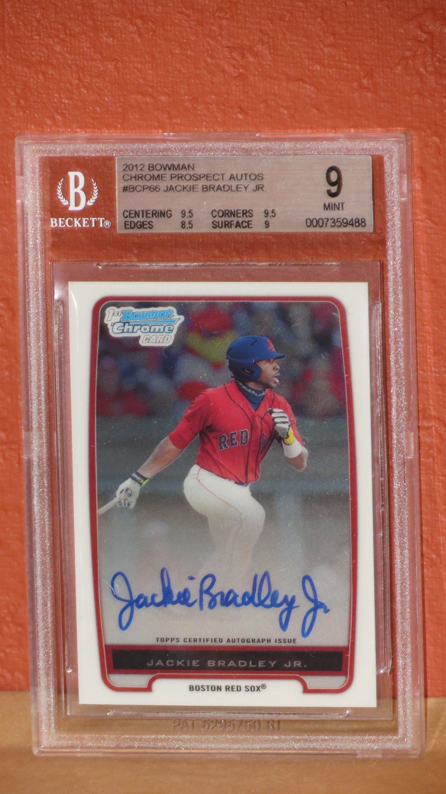 2012 Bowman Chrome Prospects Autos Jackie Bradley Jr Card BGS 9 Auto 10.