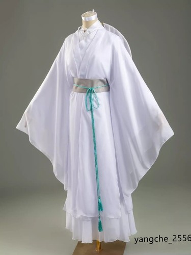 Tian Guan Xie Lian Cos Wig Hat Boots Ruoji Strap White Hanfu Dress Outfit Wig - Picture 2 of 9
