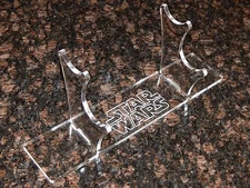 Acrylic 2 tier Light saber display stand holder w engraved Star Wars image