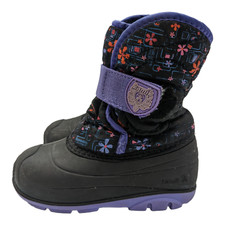 Kamik Purple Black Snow Boots Winter Faux Fur Lining Rubber Foot Size 10 Youth