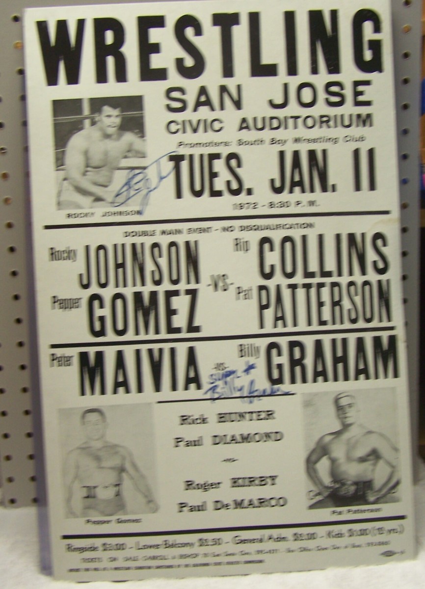 Superstar Billy Graham Rocky Johnson Deceased signed Wrestling