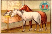 Wheeler & Wilson Sewing Machines Dog in Horses' Hay Victorian Trade Card