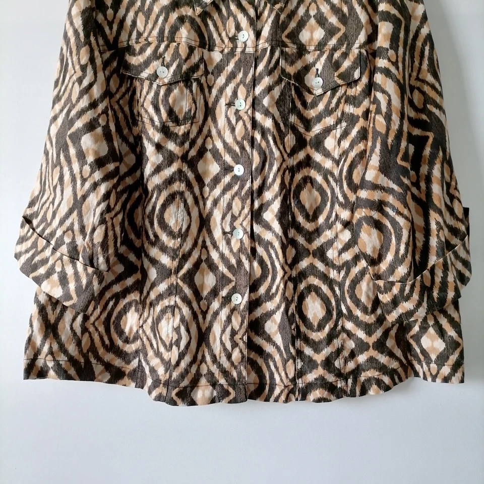 Ruby Rd. Womens Brown Roll Tab Sleeve Collared Button-Up Shirt Jacket Size 2X - Image 3 of 4