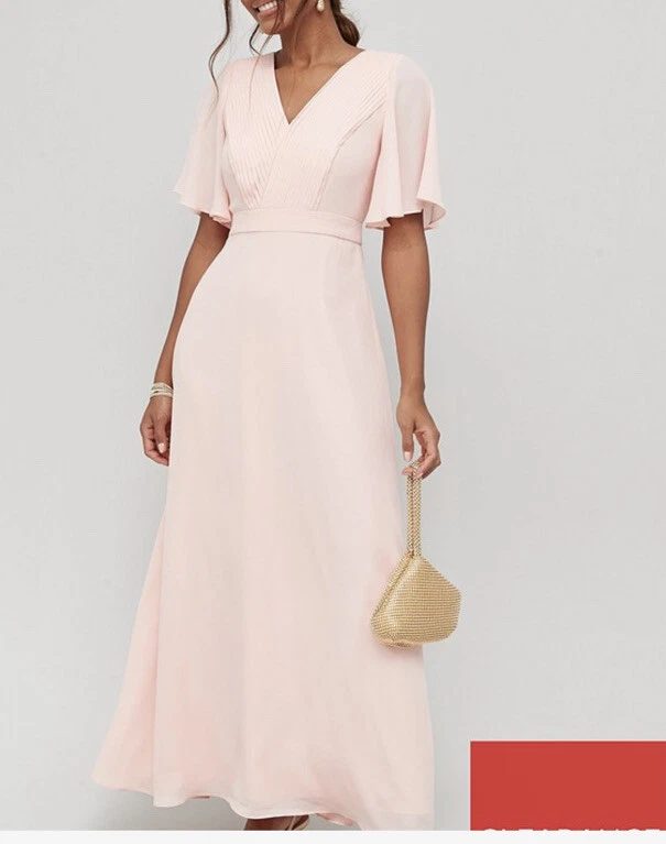 V By Very Bridesmaids Pleated Maxi Dress Blush size 12 RRP 55
