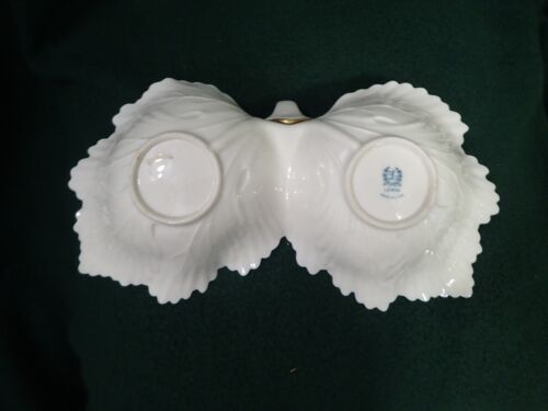 Plato de tazón de nuez de caramelo de dos hojas Lenox China con borde de oro de 24 quilates - Imagen 3 de 3