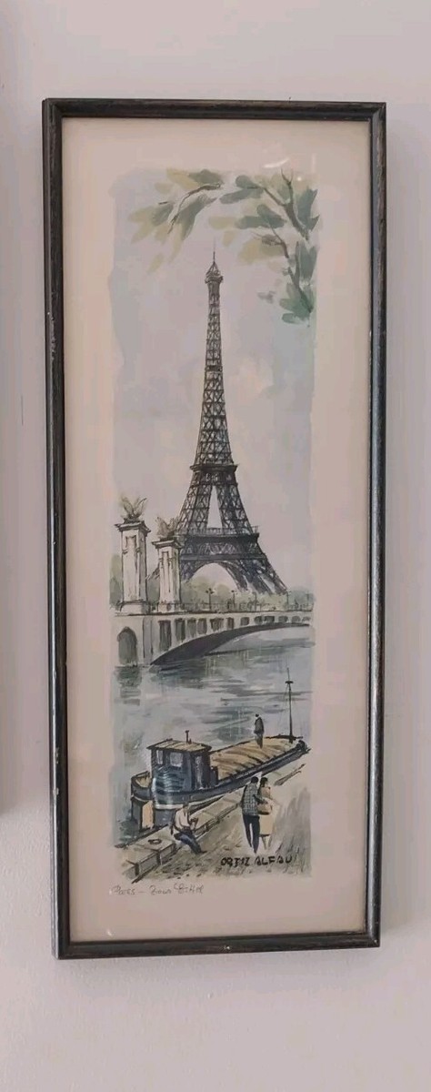 VINTAGE RAFAEL ORTIZ ALFAU, TOUR EIFFEL FRAMED PRINT,LITHOGRPH