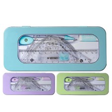 7 Pieces Maths Set - Stencil Compass Ruler Protractor Eraser Geometry Tool Set