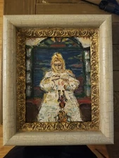 ITZHAK FRENKEL FRENEL (1899-1981), Oil on Canvas, Signed Shabbos Candles Shabbat