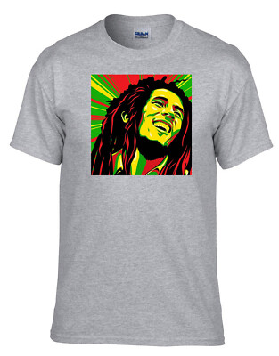 BOB MARLEY RASTA JAMAICA COLOURS Grey T-Shirt -362_Grey