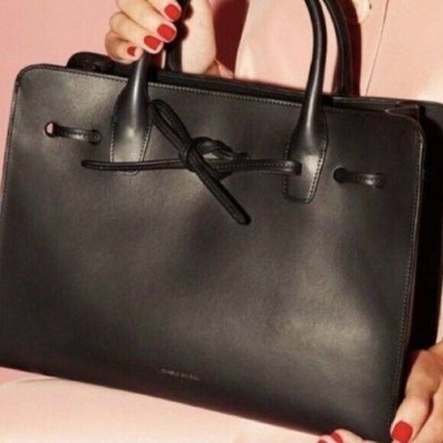 Mansur Gavriel Black RED Flamma Interior Lining Vegetable Tanned Leather Sun Bag