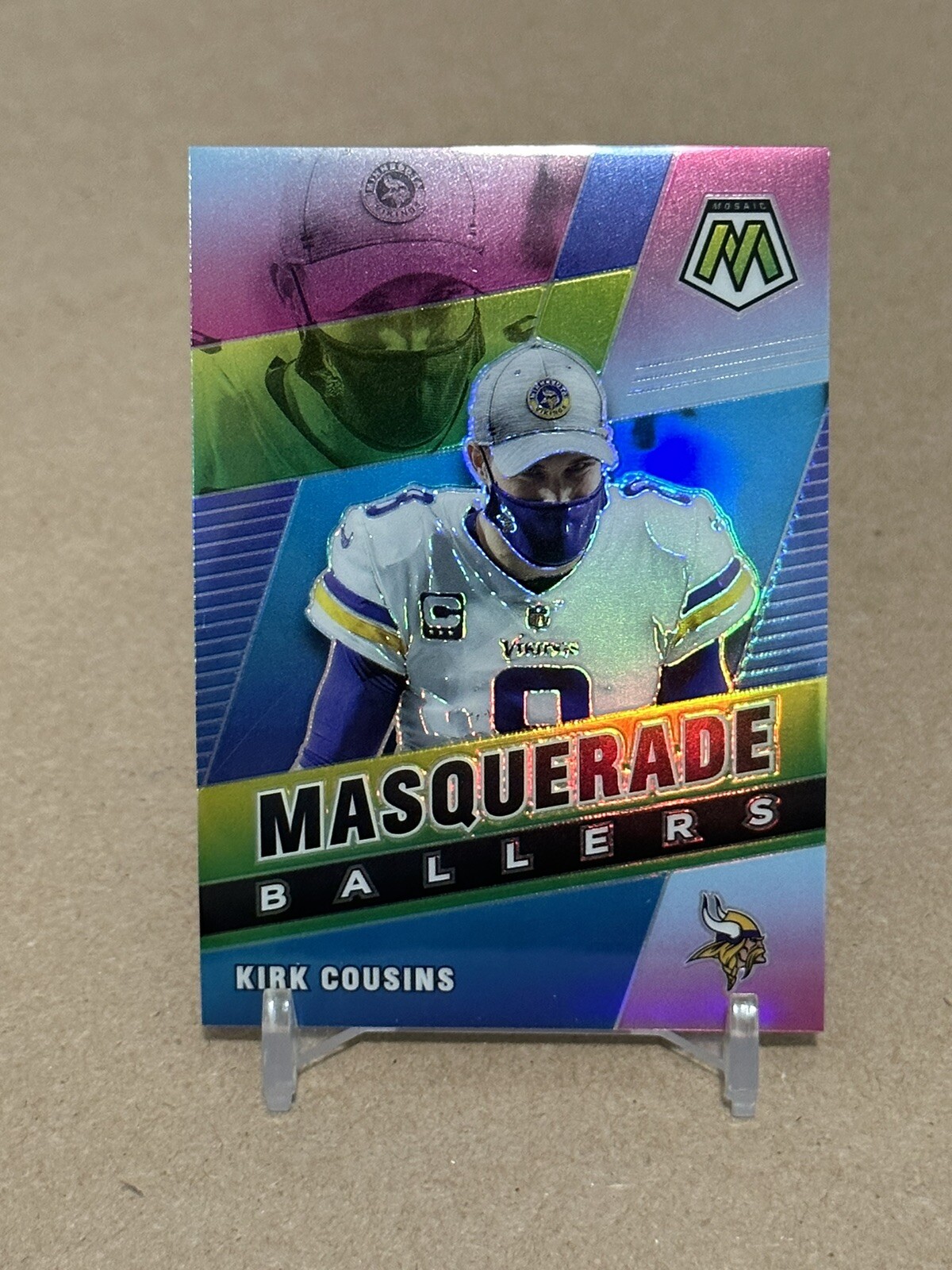 2021 Panini Mosaic Kirk Cousins Case Hit Masquerade Ballers SP Vikings MB-23