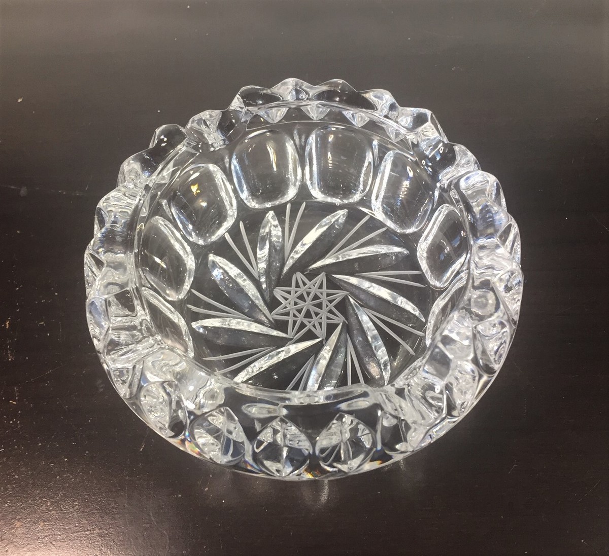 Vintage ashtray　瑪瑙 Vintage, ASHTRAY, Heavy Cut, Lead, Pinwheel Crystal, Thumbprint