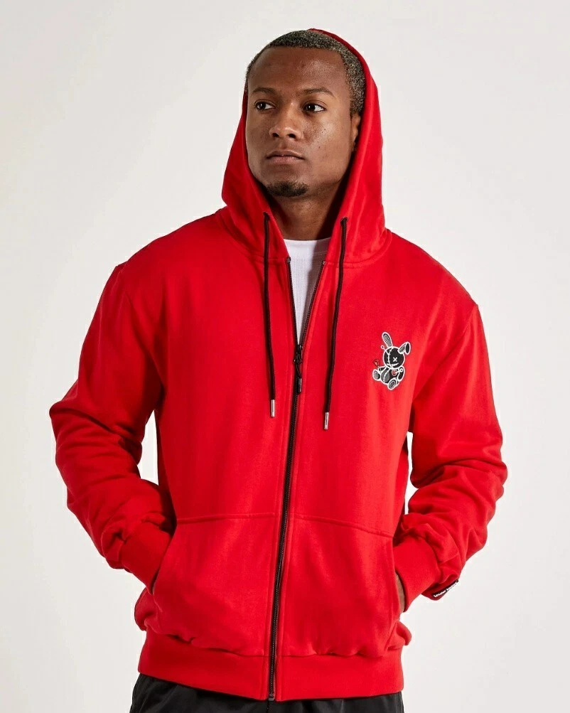 BKYS Lucky Charm Star Zip-Up Men's Red Pullover Hoodie New