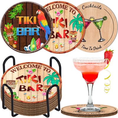 6 Pack Funny Cork Coasters Absorbent for Coffee Table Drinking Cups