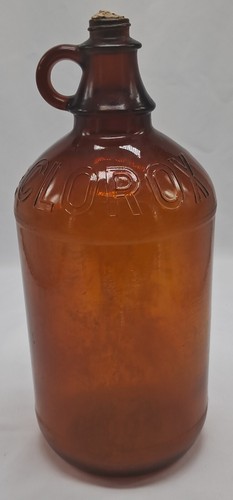 Vintage Amber Brown Glass Clorox Bleach Bottle. No Cracks. With Cork. No Chips. - Picture 4 of 6