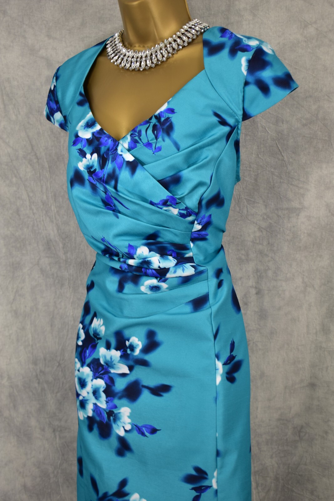 JACQUES VERT Size 18 Ruched Turquoise Dress Mother of the Bride