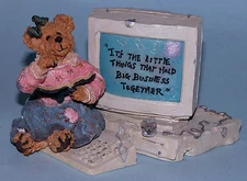 Boyds Bears #4105 "Ms. Griz..Keepin'it Together" 2000 computer box, office, NIB