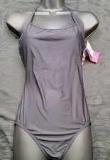 Motionwear Classic Camisole Leotard Black Scoop Neck Criss-crosss Back SZ L