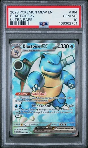 Blastoise ex 184/165 Pokemon 151 Ultra Rare PSA 10 Pokemon Card