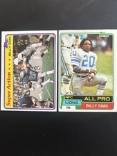1981 Topps Billy Sims Rookie, 2-card Lot Detroit Lions 🔥