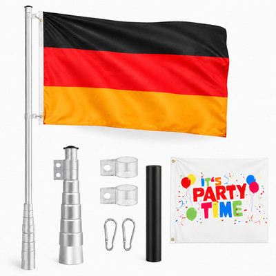 Fahnen Flaggen Mast mit Deutschlandflagge Alu Fahne Flagge Teleskop Stab Stabil