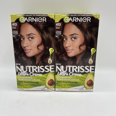 Garnier Nutrisse Ultra Creme Nourishing Hair Color 413 Bronze Brown 2 Pack