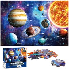 Jumbo Floor Puzzle for Kids Ages 4-8,Solar System 48 pieces, 35.4" x 23.6"